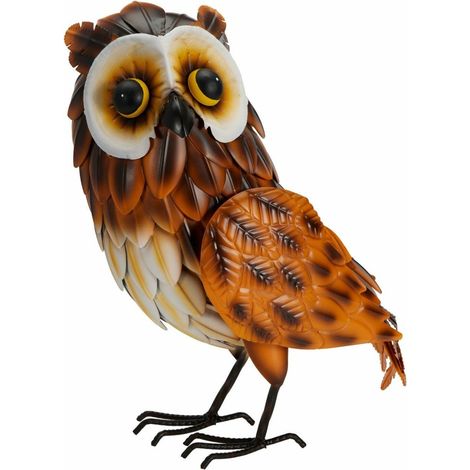 Figura decorativa de búho para jardín, de metal, 37 cm, marrón. (1/3)