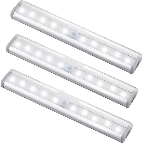 Lot de 3 lampes LED rechargeables USB améliorées avec détecteur de mouvement magnétique et 10 LED (1/5)