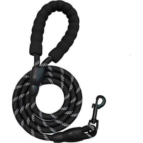 Laisse Pour Chien Solide De 1.2m Avec PoignéE RembourréE Confortable, Coutures RéFléChissantes Solides Pour La SéCurité Nocturne, Convient Pour Toutes Les Tailles De Chiens (Noir)