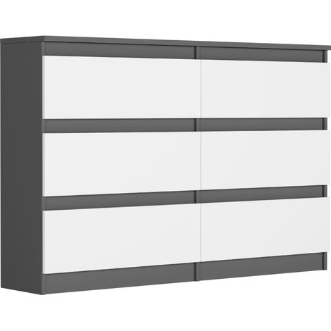 Schmale Kommode mit Schubladen Anthrazit Mix Weiß 120 x 30 cm - Modern R120