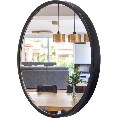 Specchio da bagno LEJA rotondo 575 NERO da parete per ingresso o soggiorno ELEGANTE (1/5)