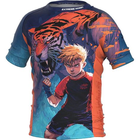 T-shirt tecnologica per bambini con tigre 152 blu