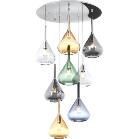 SOSPENSIONE CROMO 8 LUCI TONDA VETRI 2X TR + 2X AM + 2X FU + 1X VE + 1X BL 1177CR-S8 T-MC (1/3)