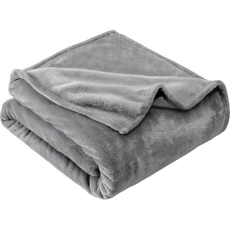 Flanelle 150 x 200 cm, Plaid Doux et Confortable pour Canapé, Couverture Chaude et Moelleuse en Gris, Idéale pour Canapé, Lit et Salon