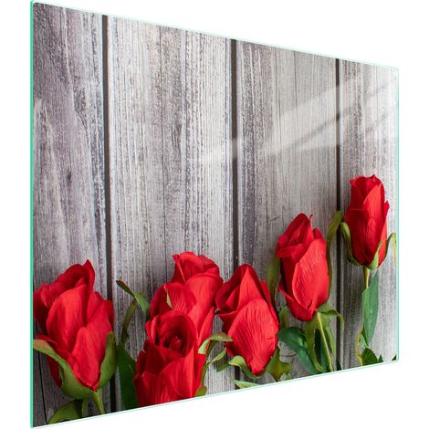TAGLIERE IN VETRO 52x30 ROSE (1/5)