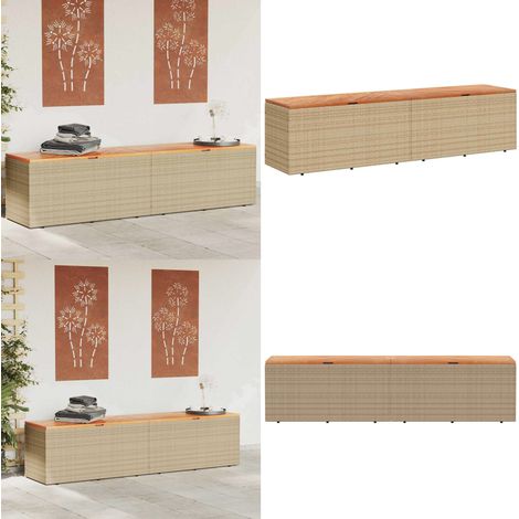 Gartentruhe Beige 220x50x54 cm Poly Rattan Akazienholz - Gartentruhe - Aufbewahrungsbauchs - Gartenmöbel - Outdoor Möbel - Rattan Box - Home & Living (1/5)