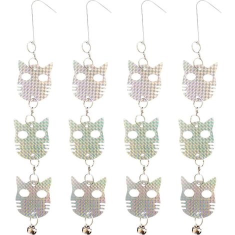 Répulsif anti-oiseaux réfléchissant, lot de 4, réflecteurs d'extérieur en matériau robuste avec motif tête de chat, répulsifs pour oiseaux pour jardin, balcon et terrasse, disques anti-oiseaux résista