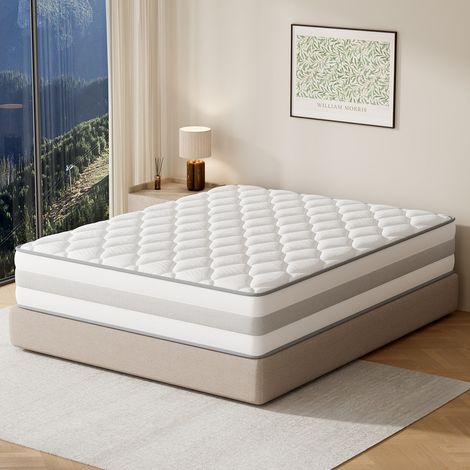 Matelas 140x190 cm 25 cm d'Épaisseur 7 Zones de Confort Ergonomiques Mémoire de Forme Respirant Soutien du Dos