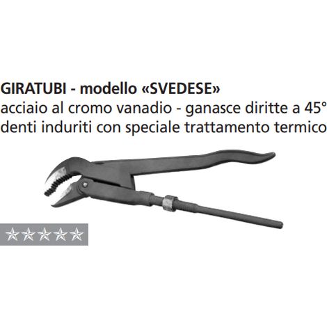 ORECA-GIRATUBI MODELLO SVEDESE GANASCE DIRITTE A 45° PER TUBI FINO AD 1.1/2