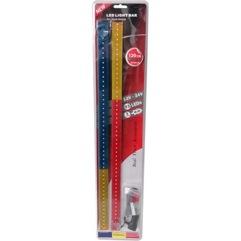 Leuchtender LED-Lichtbalken 120 cm (2 x 60 cm) 93 LEDs 12V–24V blau-gelb-rot RO Rumänien-Flagge