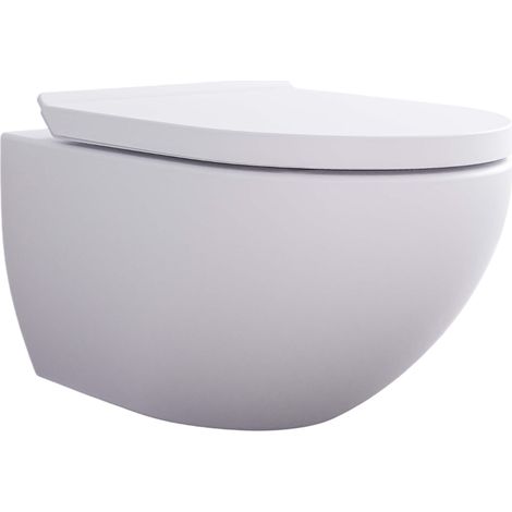 BERNSTEIN - WC suspendu sans rebord, abattant avec mécanisme de fermeture douce - Blanc mat - 36,5x32x57,5 (LxHxP) - E-9030