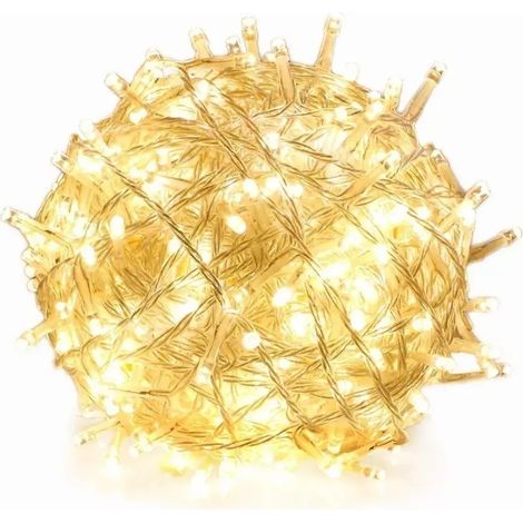 Guirlande lumineuse de Noël extérieure à 300 LED - Très longue guirlande lumineuse étanche avec minuterie et fonction mémoire pour décoration intérieure (sapin de Noël, fêtes, maison), blanc chaud (1/5)