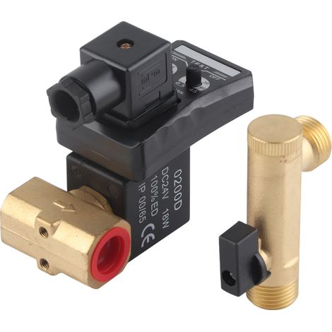 Vanne de vidange électronique à minuterie pour compresseur d'air, électrovanne de drainage de réservoir type split DC24V (1/5)