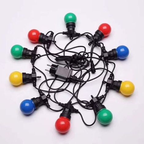 Guirlande lumineuse d'extérieur 5M IP65 10 ampoules E27 remplaçables Multicolore pour décoration terrasse et jardin (1/4)