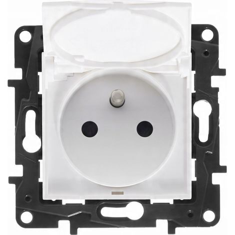 Módulo NILOE STEP blanco, 1 toma Z/U con tapa, IP44 con obturadores, 863136
