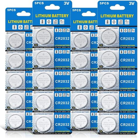 Batterie au Lithium (CR 2032, Blister de 20 Piles Lithium 3V) (1/5)
