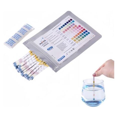 Testeur d'eau 9-en-1 : 100 bandelettes de test pour pH, nitrates, nitrites, chlore, plomb, dureté – Kit analyse eau potable, piscine, spa, aquarium pour maison et bureau (1/4)