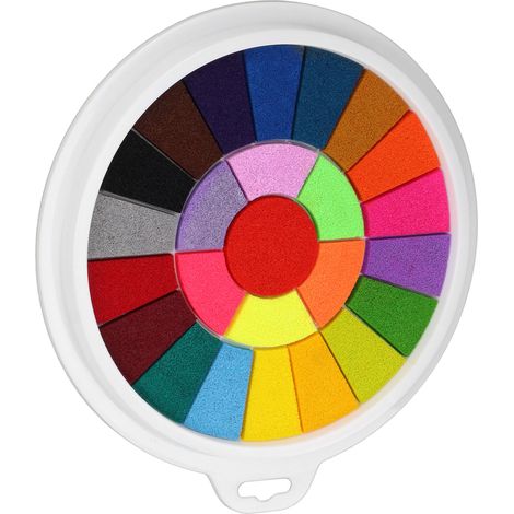Stempelkissen mit 25 Farben, abwaschbar, hohe Farbintensität, ideal für Kinderbastelarbeiten und Kartenherstellung. (1/5)