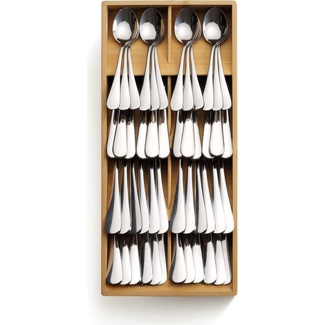DrawerStore, Joseph Joseph, modelo Bamboo Large, organizador de cubiertos, principal uso cocina, características de apilamiento, íconos de organización, color bambú