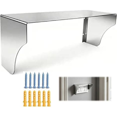 Stainless steel rain cover for outdoor socket, 24.5 × 12 × 12 cm, universal, with screws, for use in the garden. (1/5)