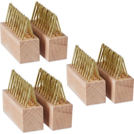 Relaxdays Spazzola per Erbacce Pulisci Fughe, Set da 6, Ricambio per Scope Rimuovi Muschio in Giardino, Naturale Ottone