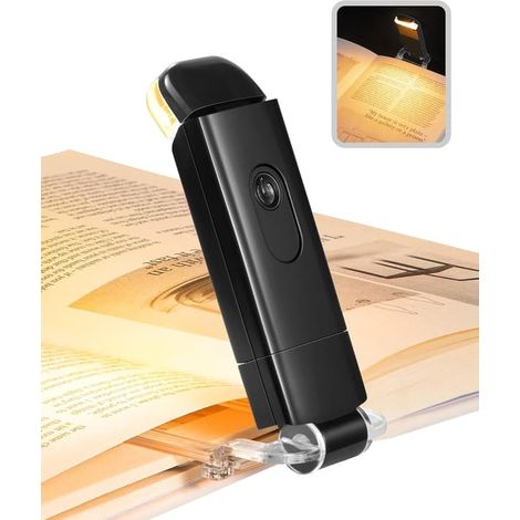 Lampe de lecture LED portable rechargeable USB avec pince - Noire (1/5)