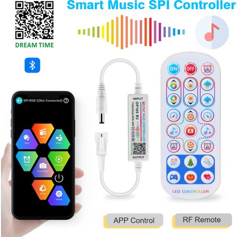 RGB Bluetooth app with color-changing function, music-syncing, 24-key SPI RF dynamic light controller, various colors, 2.4 GHz