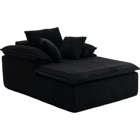 Méridienne de corduroy negro sin montaje 177 x 122 x 92 cm HOMVRA