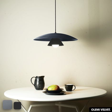 Lampe de suspension en velours - OLEMI VELVET GRIS - NOIR (1/2)