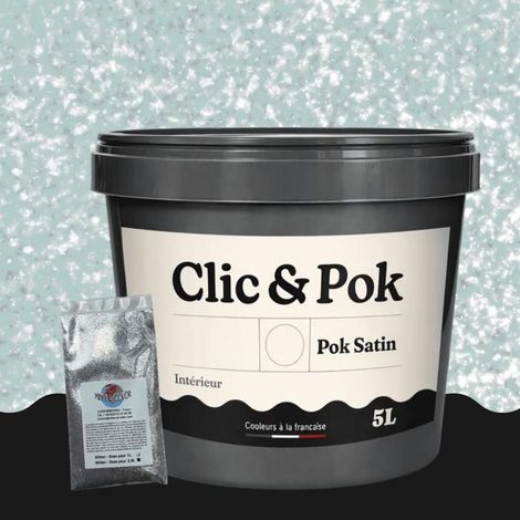 Peinture Effet Pailleté pour Murs & Plafonds - POK PAILLETTE - 5L - Vert Bleuté (1/4)