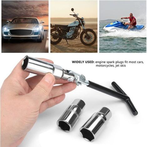 Jeu de 4 clés à bougie d'allumage 16/18/21 mm, clé à bougie universelle pour voiture et moto (1/4)