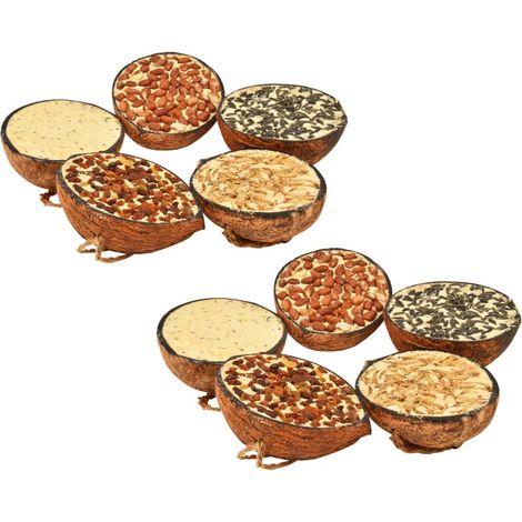 Vogelfutter Gefüllte Kokosnusshälften 10 Stk. 290 g vidaXL