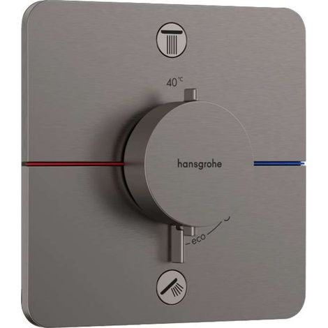 Hansgrohe ShowerSelect Comfort - Grifo termostático empotrado para 2 aparatos, cromo negro cepillado 15583340 (1/3)