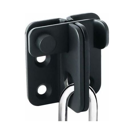 Verrou coulissant de sécurité pour porte, loquet mural en acier inoxydable noir mat, crochet de fermeture avec cadenas, antivol à boucle, idéal pour portes coulissantes, finition robuste et durable (1/2)