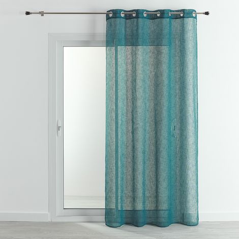 Voilage - Effet lin fluide Bleu Paon 140x240 cm