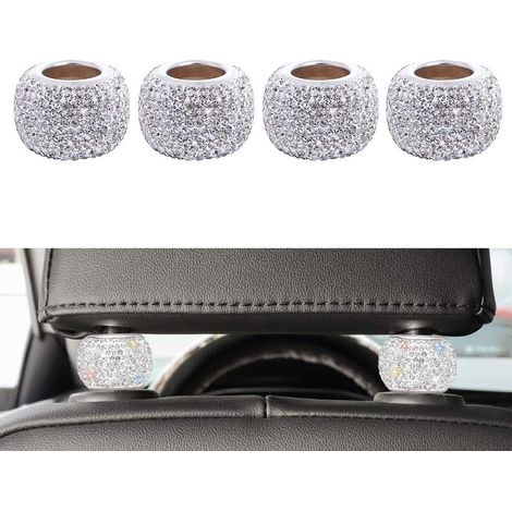 4 Colliers de réparation de voiture Pack ， Colliers de repos de tête de voiture DÉCORS BLING CRISTAL DIAMOND (blanc) (1/5)