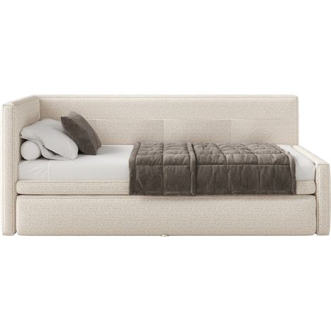 Selsey Nesmi - Lit rembourré - 90x200 cm - tissu tressé Beige clair (1/5)