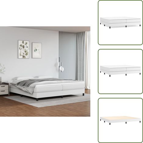 Bettgestell Weiß 200x200 cm Kunstleder - Bettes Gestell - Schlafzimmer Möbel - Doppelbett - Kunstleder Bett - Weißes Bett (1/5)