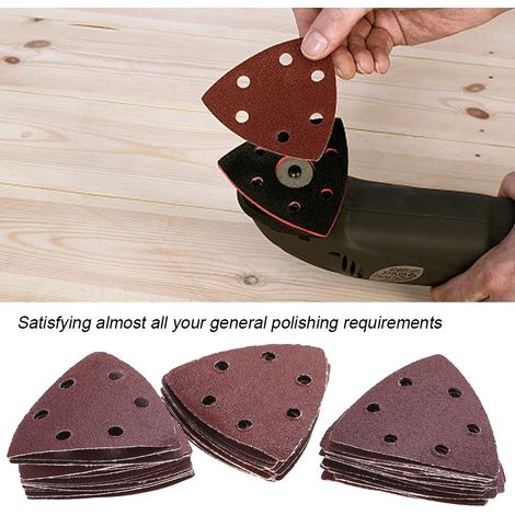 50 pièces papiers abrasifs triangulaires grain ponçage polissage set de rechange pour ponceuse outil rotatif (1/5)
