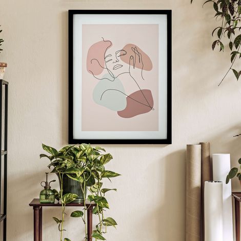 Cuadro Ilaro, Material de Vidrio, Madera Nobilitada, Estructura Verde, 35x47h cm Rosa (1/5)