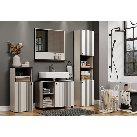 Ensemble de salle de bain contemporain gris cachemire Lissandre (1/5)