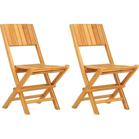 Lot de 2 Chaises de jardin,Chaise d'extérieur pliantes 47x61x90cm bois massif teck CFW4513796 (1/5)