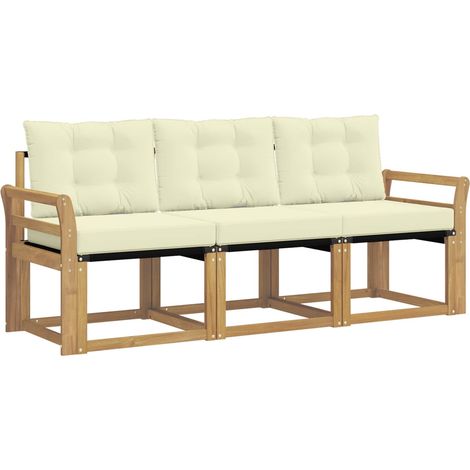 Outdoor Sofa Set with Cushion 3 pcs White and Cream vidaXL