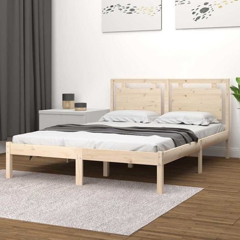 Lit simple pour adulte Cadre de lit - Bois massif 120x200 cm BV989290 - BonneVie (1/5)