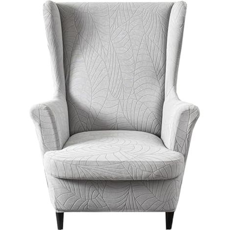 Housse de fauteuil club 2 pièces avec accoudoirs, housse élastique tendance pour canapé, protection de meuble, adaptée au salon, chambre, hôtel (Jacquard gris clair)