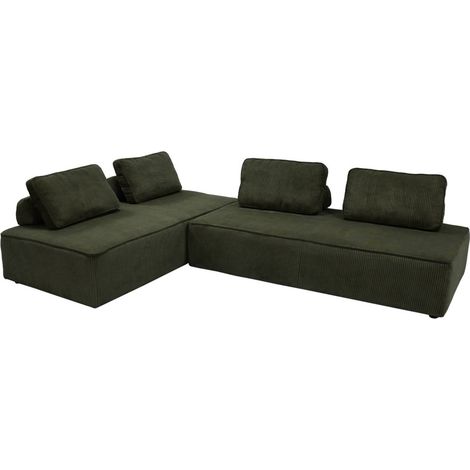 sweeek - 2er-Set modulare 2-Sitzer Sofas mit Cordbezug, Cord, Dunkelgrün