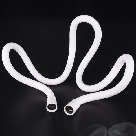Flexible de Douche, Tuyau de Douche en Doux Silicone Anti-Torsion et Anti-Pliure, Flexible Douchette WC Universel (G1/2 pouces, 1.2M), Pulvérisateur Tuyau pour Toilette/Blanc (1/5)