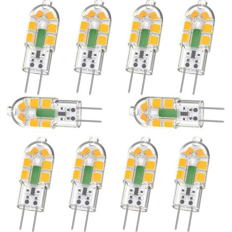 Ampoule G4, Ampoule G4 LED 2W 200LM, Équivalent 20W G4 Ampoule Halogène, Blanc Chaud 3000K, AC/DC 12V, Sans Scintillement, Non Dimmable, Lot de 10 (1/5)
