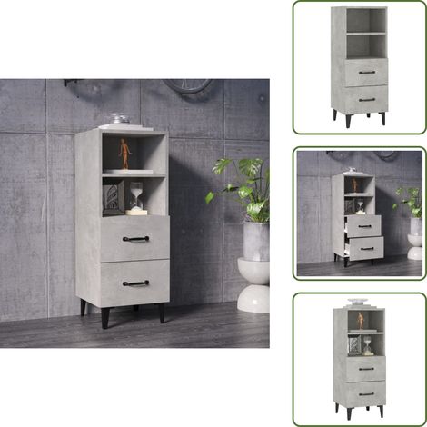 Buffet Gris béton 34,5x34x90 cm Bois d'ingénierie - Buffet Gris - Buffet Moderne - Meuble Rangement - Armoire Cuisine - Commode (1/5)