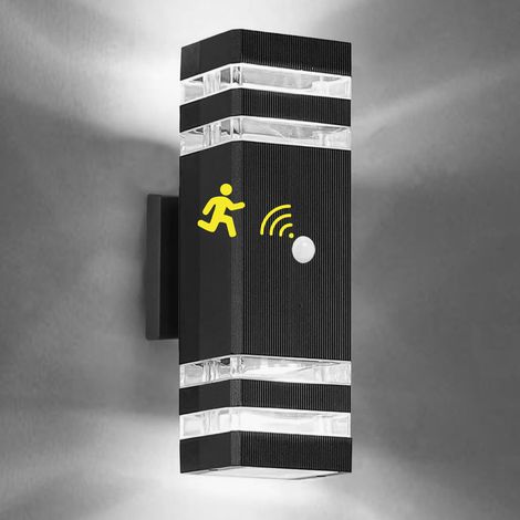 Applique murale d'extérieur avec détecteur de mouvement, éclairage extérieur haut/bas, étanche IP65, convient aux porches et garages (lumière blanche) (1/5)